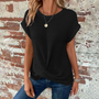 Damen Sommer Strickshirt mit Rundhals und Kurzarm-Schwarz-XS-Luzern Mode