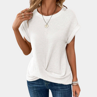 Damen Sommer Strickshirt mit Rundhals und Kurzarm-Luzern Mode