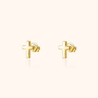 Ohrringe | Silber Gold Kreuz Einzigartig Minimalistisch Stilvoll Langlebig-Gold-Luzern Mode