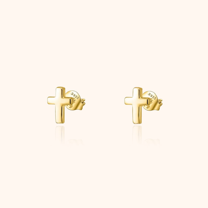 Ohrringe | Silber Gold Kreuz Einzigartig Minimalistisch Stilvoll Langlebig-Gold-Luzern Mode