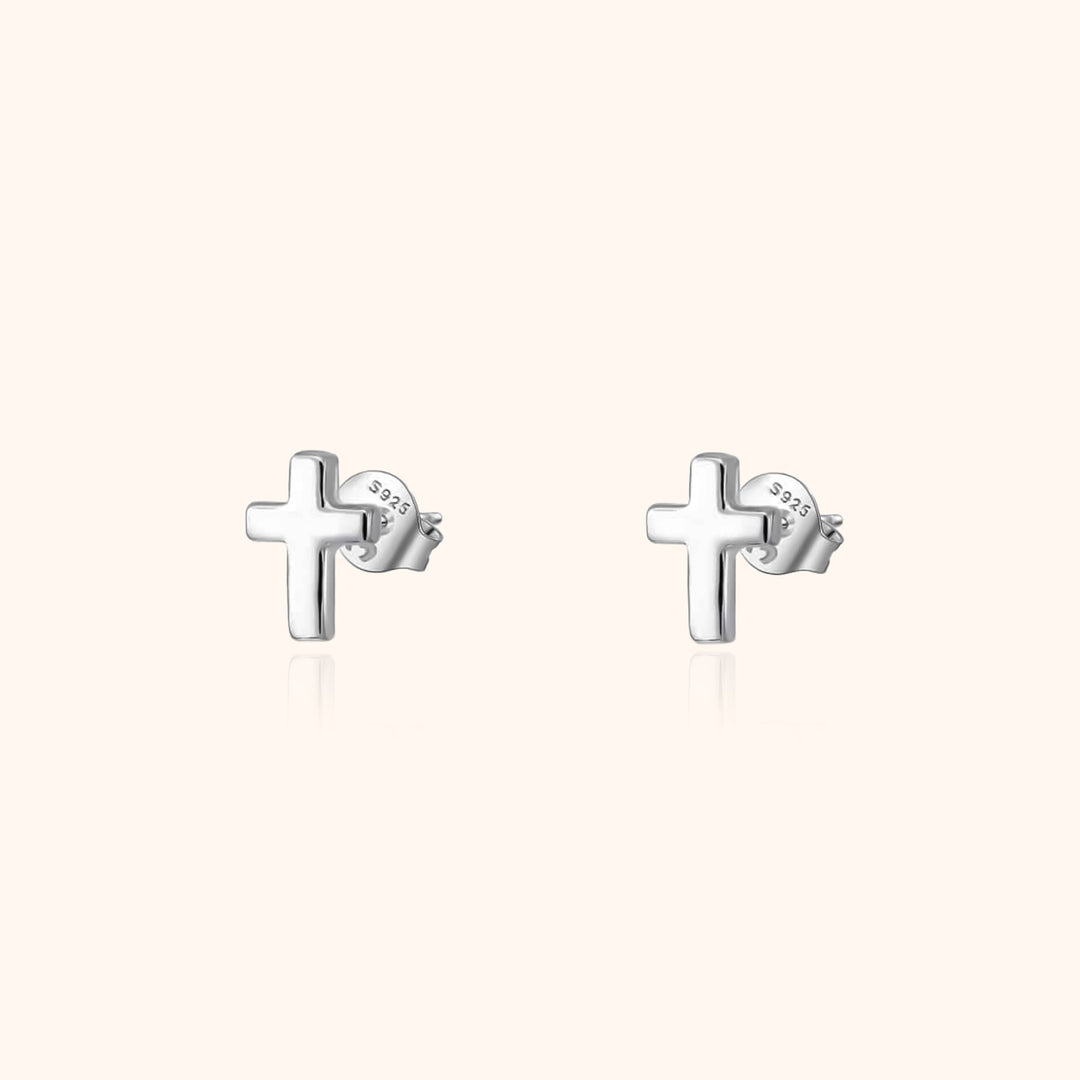 Ohrringe | Silber Gold Kreuz Einzigartig Minimalistisch Stilvoll Langlebig-Silber-Luzern Mode
