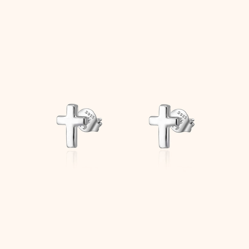 Ohrringe | Silber Gold Kreuz Einzigartig Minimalistisch Stilvoll Langlebig-Silber-Luzern Mode