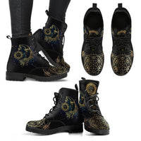 Damen-Stiefeletten mit Herbstlaub- und Mondmotiv – Selene
