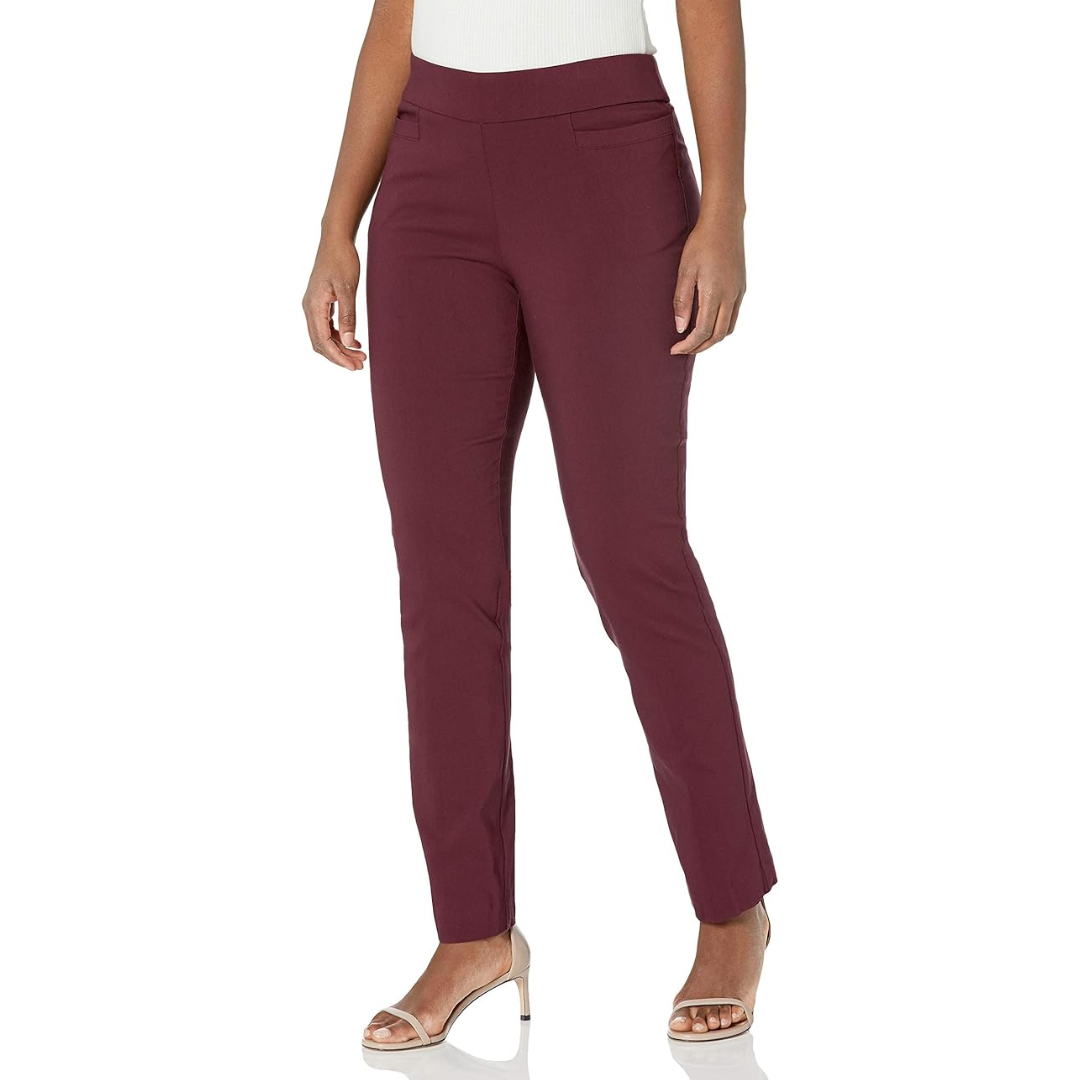 Damen Stretchhose mit geradem Bein - Bequeme Bügelfalte-Bordeaux-6 Kurz-Luzern Mode