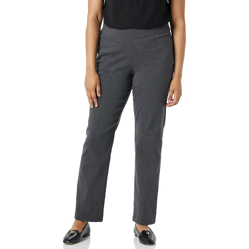 Damen Stretchhose mit geradem Bein - Bequeme Bügelfalte-Grau-6 Kurz-Luzern Mode