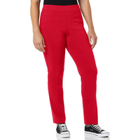 Damen Stretchhose mit geradem Bein - Bequeme Bügelfalte-Rot-6 Kurz-Luzern Mode