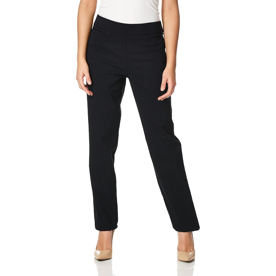 Damen Stretchhose mit geradem Bein - Bequeme Bügelfalte-Schwarz-6 Kurz-Luzern Mode