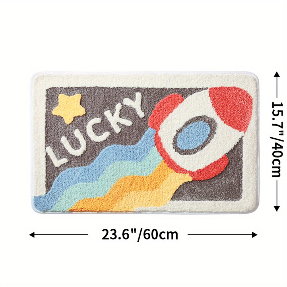 Badematte | Weich Absorbierend Stilvoll Komfortabel Antirutsch Vielseitig-Rakete-40cm x 60cm-Luzern Mode