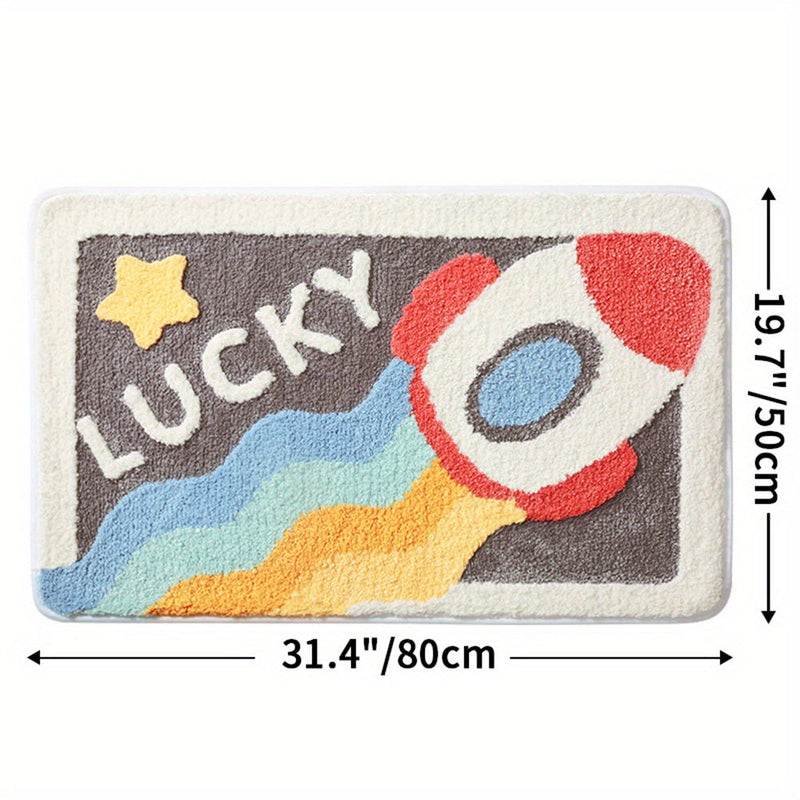 Badematte | Weich Absorbierend Stilvoll Komfortabel Antirutsch Vielseitig-Rakete-50cm x 80cm-Luzern Mode
