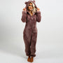 Kuscheliger Fleece-Overall mit Kapuze für Damen und Herren-Braun-S-Luzern Mode