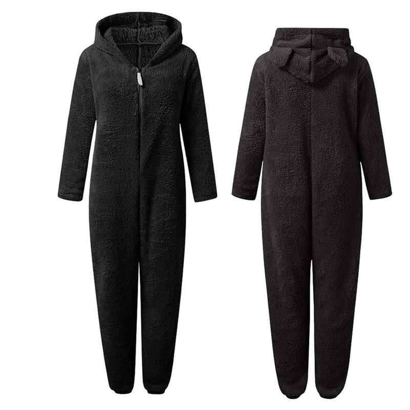 Kuscheliger Fleece-Overall mit Kapuze für Damen und Herren-Luzern Mode