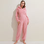 Kuscheliger Fleece-Overall mit Kapuze für Damen und Herren-Rosa-S-Luzern Mode