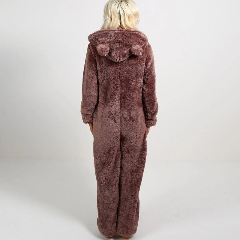 Kuscheliger Fleece-Overall mit Kapuze für Damen und Herren-Luzern Mode