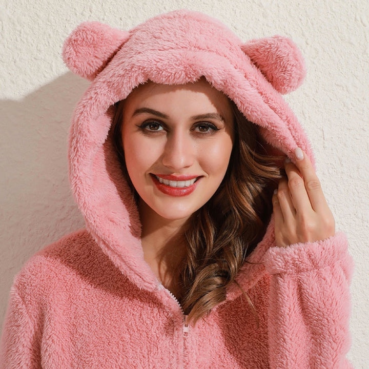 Kuscheliger Fleece-Overall mit Kapuze für Damen und Herren-Luzern Mode
