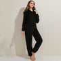 Kuscheliger Fleece-Overall mit Kapuze für Damen und Herren-Schwarz-S-Luzern Mode