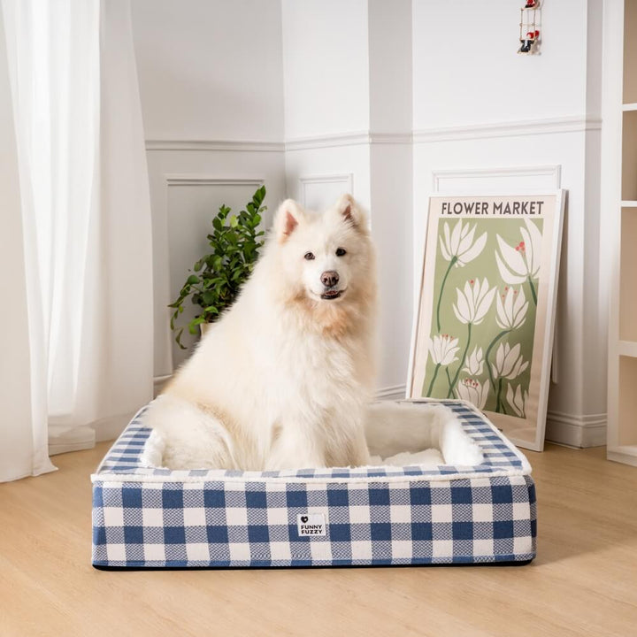 Hundegebet | Kariert, Superweich, Komfortabel, Waschbar, Langlebig, Stilvoll-Blau-XL-Luzern Mode