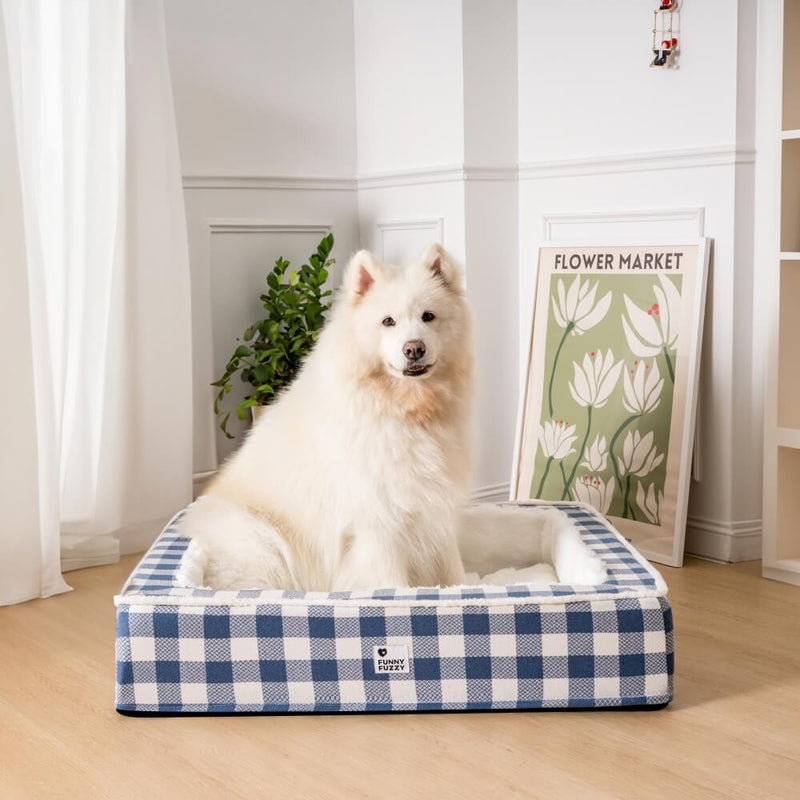 Hundegebet | Kariert, Superweich, Komfortabel, Waschbar, Langlebig, Stilvoll-Blau-XL-Luzern Mode