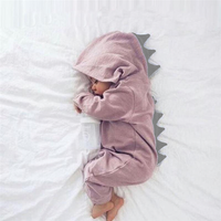 Baby Strampler mit Dinosaurier Kapuze - Weicher Einteiler-Rosa-0-3 Monate-Luzern Mode