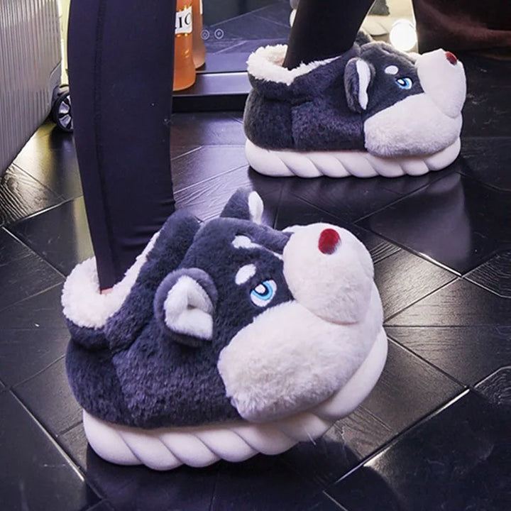 Damen Hausschuhe | Husky | Warm | Bequem | Niedlich | Antirutsch-Luzern Mode