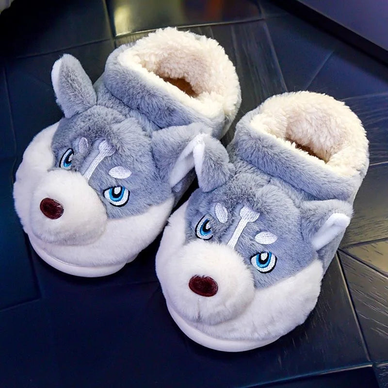 Damen Hausschuhe | Husky | Warm | Bequem | Niedlich | Antirutsch-Helle Grau Hoch-36-37-Luzern Mode