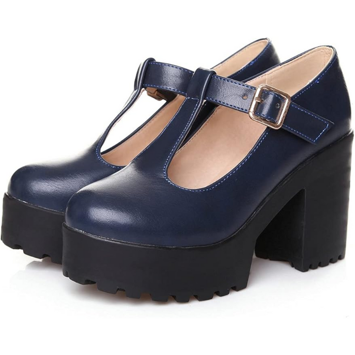 Damen Mary Jane Plateau Schuhe mit Blockabsatz-Luzern Mode