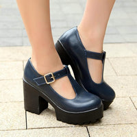 Damen Mary Jane Plateau Schuhe mit Blockabsatz-Luzern Mode