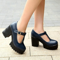 Damen Mary Jane Plateau Schuhe mit Blockabsatz-Luzern Mode