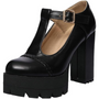 Damen Mary Jane Plateau Schuhe mit Blockabsatz-Schwarz 2-34-Luzern Mode