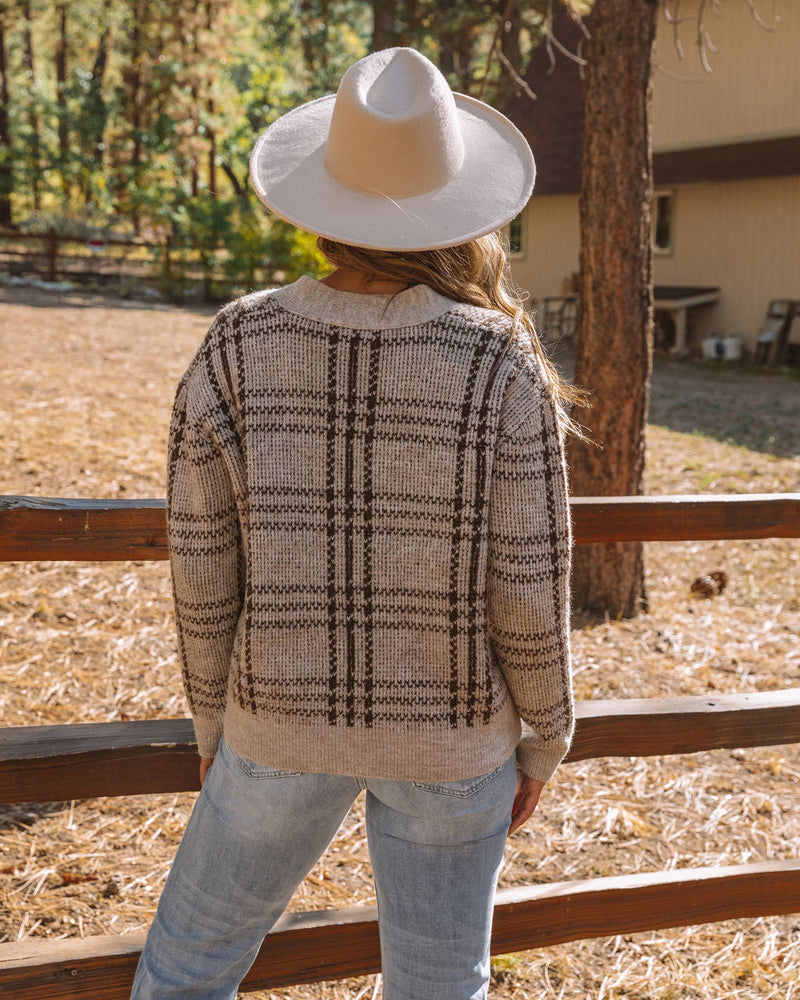Damen Strickjacke mit Karomuster für Herbstmode-Luzern Mode