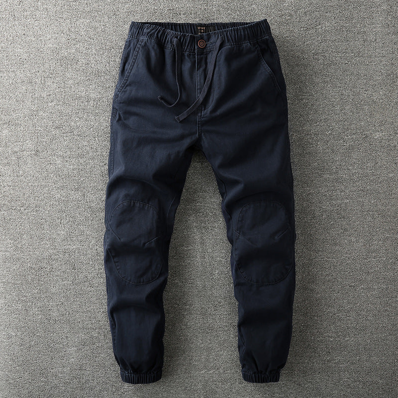 Herren Camouflage Cargo Hose mit Taschen und Kordelzug-Blau-S-Luzern Mode