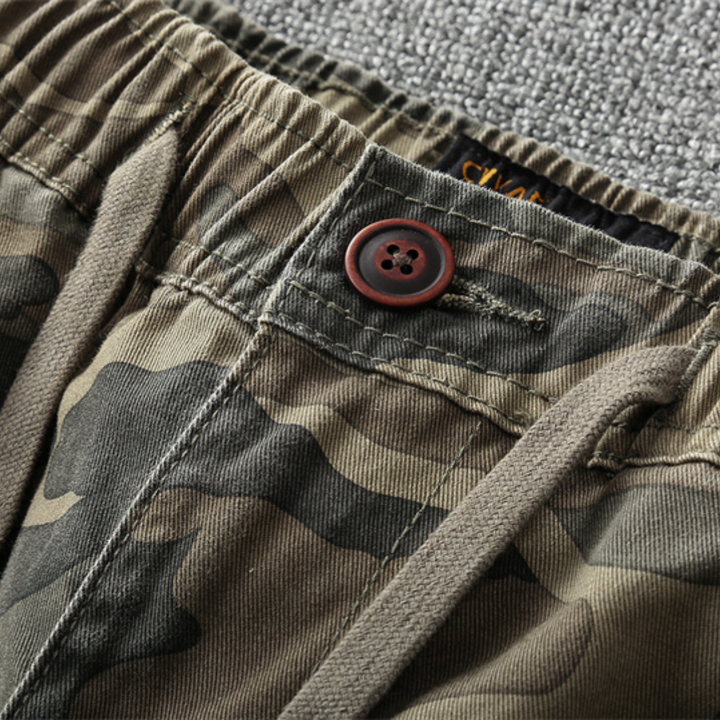 Herren Camouflage Cargo Hose mit Taschen und Kordelzug-Luzern Mode