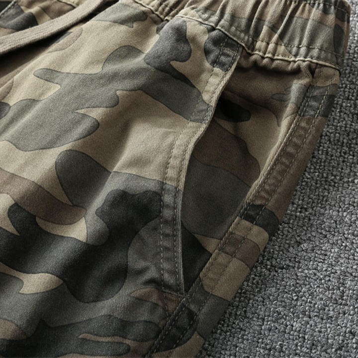 Herren Camouflage Cargo Hose mit Taschen und Kordelzug-Luzern Mode