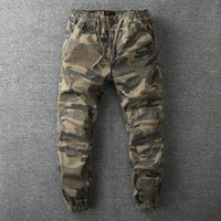 Herren Camouflage Cargo Hose mit Taschen und Kordelzug-Grau-S-Luzern Mode
