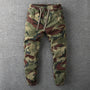 Herren Camouflage Cargo Hose mit Taschen und Kordelzug-Grün-S-Luzern Mode