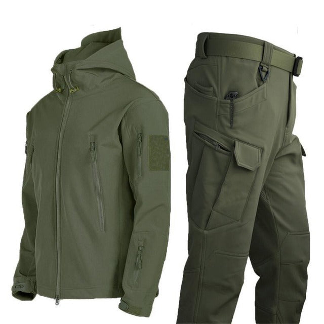 Herren Outdoor Taktische Hose mit Elastischem Bund-Bundle-Angebot! (Jacke + Hose)-Grün-S-Luzern Mode