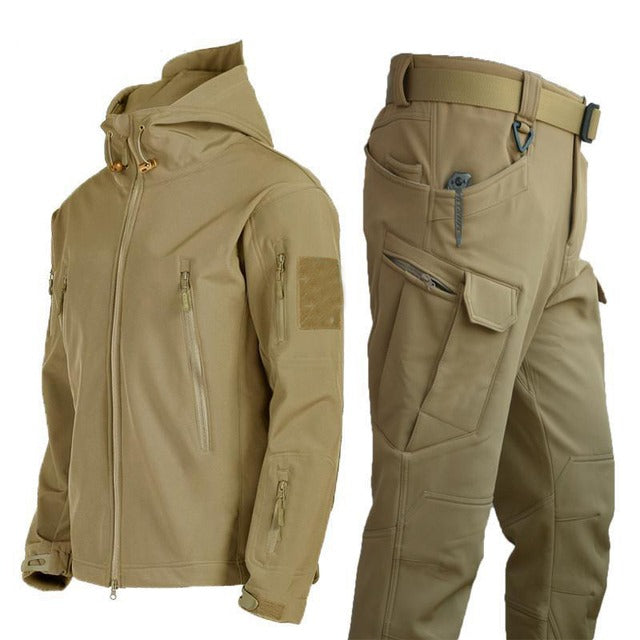 Herren Outdoor Taktische Hose mit Elastischem Bund-Bundle-Angebot! (Jacke + Hose)-Khaki-S-Luzern Mode