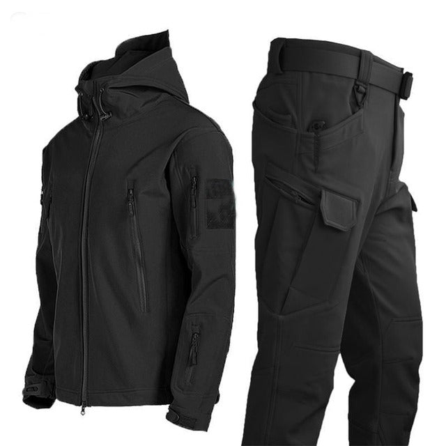 Herren Outdoor Taktische Hose mit Elastischem Bund-Bundle-Angebot! (Jacke + Hose)-Schwarz-S-Luzern Mode