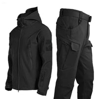 Herren Outdoor Taktische Hose mit Elastischem Bund-Bundle-Angebot! (Jacke + Hose)-Schwarz-S-Luzern Mode