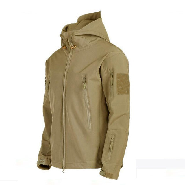 Herren Outdoor Taktische Hose mit Elastischem Bund-Thermische Jacke-Khaki-S-Luzern Mode