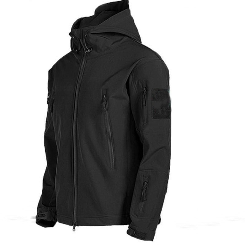 Herren Outdoor Taktische Hose mit Elastischem Bund-Thermische Jacke-Schwarz-S-Luzern Mode