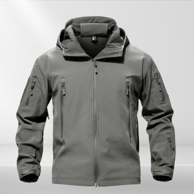 Taktische Herren Softshell-Jacke | X-Fleece | Warm | Gefüttert | Kapuze-Grau-XS-Luzern Mode