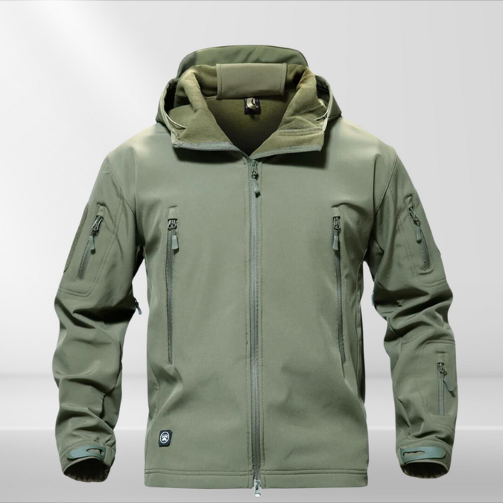 Taktische Herren Softshell-Jacke | X-Fleece | Warm | Gefüttert | Kapuze-Olivegrün-XS-Luzern Mode