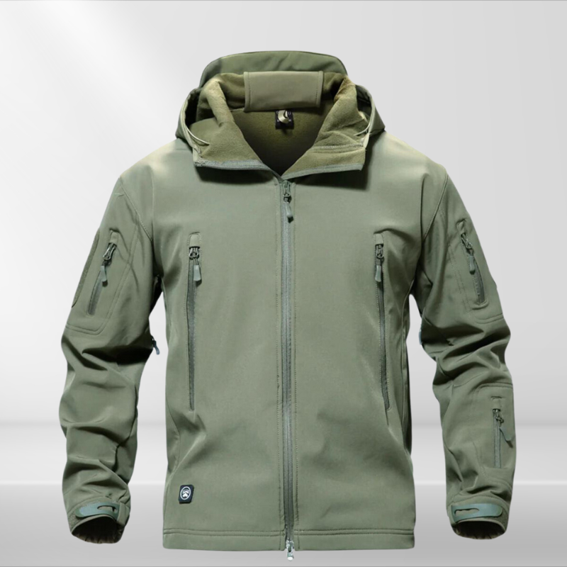 Taktische Herren Softshell-Jacke | X-Fleece | Warm | Gefüttert | Kapuze-Olivegrün-XS-Luzern Mode