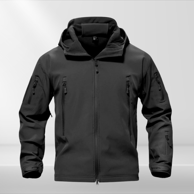 Taktische Herren Softshell-Jacke | X-Fleece | Warm | Gefüttert | Kapuze-Schwarz-XS-Luzern Mode
