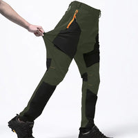 Herren Outdoor Wanderhose mit Taschen und Stretchfunktion-Grün-Schwarz-S-Luzern Mode