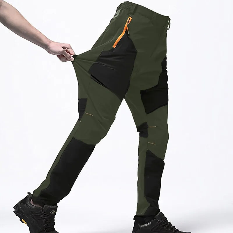 Herren Outdoor Wanderhose mit Taschen und Stretchfunktion-Grün-Schwarz-S-Luzern Mode