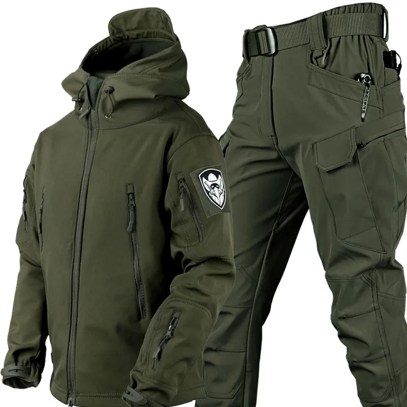 Taktische Outdoor-Jacke und Hose Set für Herren Camping-Grün-S-Luzern Mode