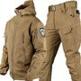 Taktische Outdoor-Jacke und Hose Set für Herren Camping-Khaki-S-Luzern Mode