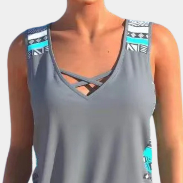 Damen Badeanzug mit Muster - Sportlicher Tankini Set-Luzern Mode