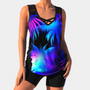 Damen Badeanzug mit Muster - Sportlicher Tankini Set-Schwarz-XS-Luzern Mode